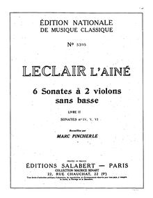 Partition violon 2 (B&W), Duos pour 2 violons, Leclair, Jean-Marie