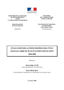 Evaluation des actions menées par l Etat dans le cadre du plan d action sur le loup 2004-2008