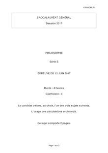 Bac 2017 - Philosophie - Série ES