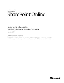 Description du service Office SharePoint Online Standard