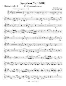 Partition clarinette 2, Symphony No.33, A major, Rondeau, Michel par Michel Rondeau