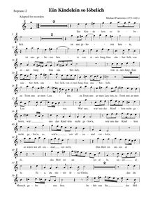 Partition Soprano 2 enregistrement  (chœur 2), Ein Kindelein so löbelich