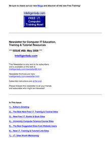 May 2009 Newsletter for Computer IT Education, Training & Tutorial  Resources