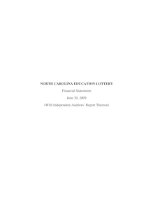 North Carolina Education Lottery - Financial Statement Audit