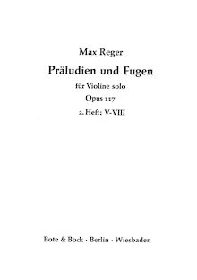 Partition Book II - préludes & Fugues No.5-8, 4 préludes et Fugues pour violon, Op.117