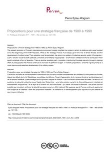 Propositions pour une stratégie française de 1980 à 1990 - article ; n°1 ; vol.46, pg 121-135