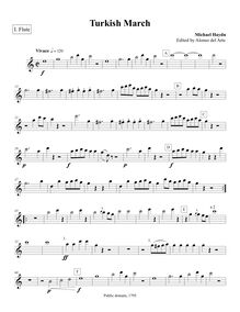 Partition flûte 1, Marcia turchesca, Turkish March, C major, Haydn, Michael