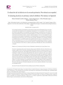 EVALUACIÓN DE LA DISLEXIA EN LA ESCUELA PRIMARIA: PREVALENCIA EN ESPAÑOL (Evaluating dyslexia in primary school children: Prevalence in Spanish)