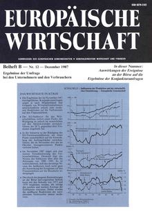 EUROPÄISCHE WIRTSCHAFT. Beiheft B â€” Nr. 12 â€” Dezember 1987