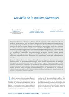 Les défis de la gestion alternative - Revue de la Stabilité ...