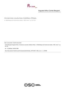 Anciennes coutumes inédites d Alais. - article ; n°1 ; vol.7, pg 93-120