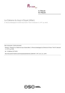 La Cabane du loup à Doyet (Allier) - article ; n°1 ; vol.16, pg 49-55