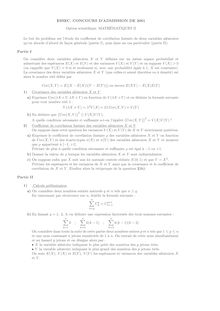 Mathématiques II 2001 Classe Prepa HEC (ECS) ESSEC
