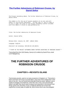 The Further Adventures of Robinson Crusoe