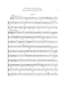 Partition cor 1, 2 (en D, G), Serenade, Serenade No.7 ; Haffner Serenade