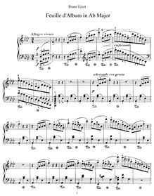 Partition complète, Feuilles d Album, A? major, Liszt, Franz