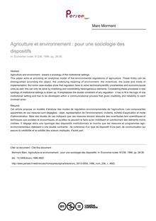 Agriculture et environnement : pour une sociologie des dispositifs - article ; n°1 ; vol.236, pg 28-36