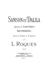 Partition complète, Illustrations sur  Samson et Dalila , Roques, Léon