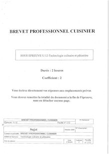 Technologie culinaire et pâtisserie 2005 BP - Cuisinier