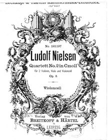 Partition violoncelle, corde quatuor No.2, Op.5, C minor, Nielsen, Ludolf