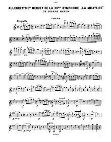 Partition de violon, Symphony No.100 en G major, “militaire”