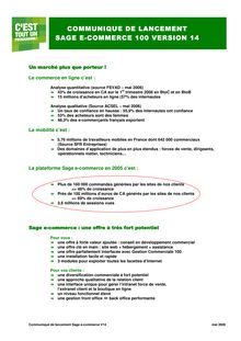 COMMUNIQUE DE LANCEMENT COMMUNIQUE DE LANCEMENT SAGE E-COMMERCE ...
