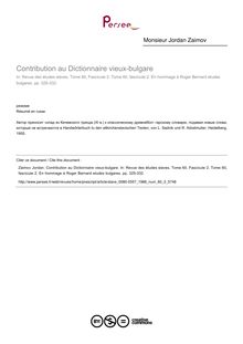 Contribution au Dictionnaire vieux-bulgare - article ; n°2 ; vol.60, pg 325-332