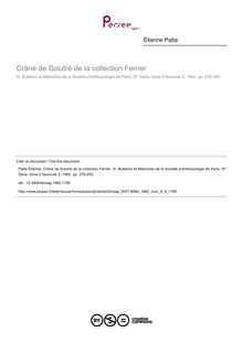 Crâne de Solutré de la collection Ferrier - article ; n°3 ; vol.3, pg 276-293