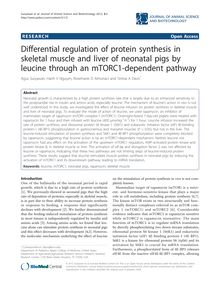 Differential regulation of protein synthesis in skeletal muscle and liver of neonatal pigs by leucine through an mTORC1-dependent pathway