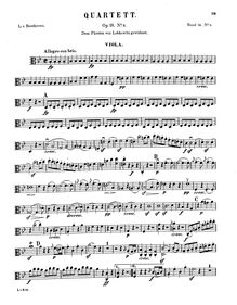 Partition viole de gambe, corde quatuor No.6, Op.18/6, B♭ major par Ludwig van Beethoven