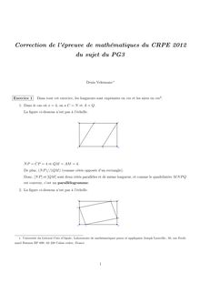 Epreuve de mathématiques CRPE 2012