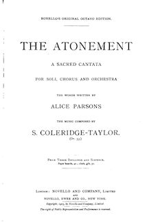 Partition complète, pour Atonement, Op.53, The Atonement: A Sacred Cantata