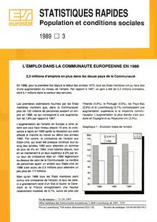 STATISTIQUES RAPIDES Population et conditions sociales. 1989 3