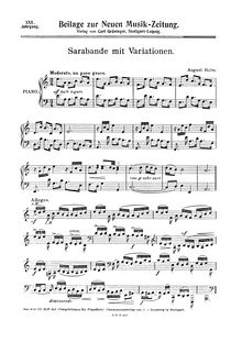 Partition complète, Sarabande mit Variationen, A minor, Halm, August