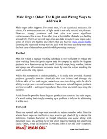 Male Organ Odor - The Right and Wrong Ways to Address it
