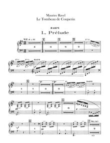 Partition harpe, Le tombeau de Couperin, Ravel, Maurice