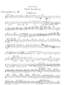 Partition clarinette 1, 2 (en B♭), basse clarinette (en A), Dante Symphony