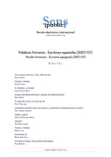 Paroles liminaires : Ecrivains espagnols (2007/07)