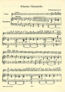 Partition de piano, Scherzo tarantelle, Wieniawski, Henri