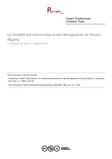 La mortalité des économistes et des démographes de l Ancien Régime - article ; n°1 ; vol.44, pg 85-106