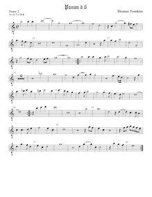 Partition ténor viole de gambe 2, octave aigu clef, Pavan et Galliard pour 6 violes de gambe