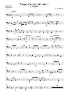 Partition violoncelles et Basses, trompette Concerto, Hob.VIIe:1