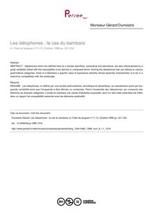 Les idéophones : le cas du bambara - article ; n°11 ; vol.6, pg 321-334