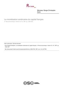 La monétisation américaine du capital français - article ; n°6 ; vol.18, pg 1038-1057