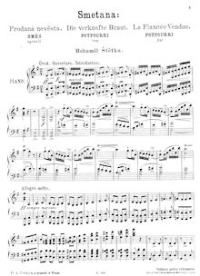 Partition Potpurri (Excerpts arr. pour piano), pour Bartered Bride