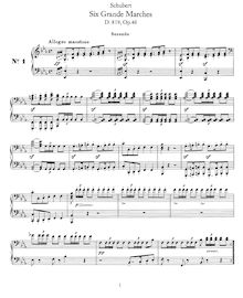 Partition complète, 6 Grandes Marches, D.819, Schubert, Franz