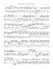 Partition Sonata R.73 en D major, clavier sonates R.71-80, Soler, Antonio
