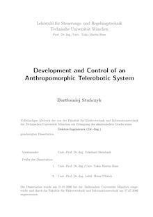 Development and control of an anthropomorphic telerobotic system [Elektronische Ressource] / Bartłomiej Stańczyk