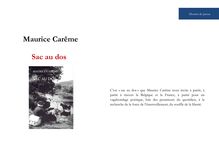 "Sac au dos" de Maurice Carême dossier de presse