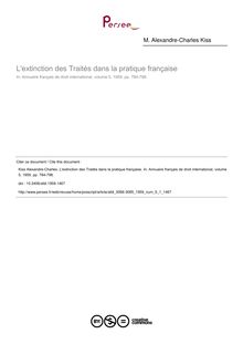 L extinction des Traités dans la pratique française - article ; n°1 ; vol.5, pg 784-798